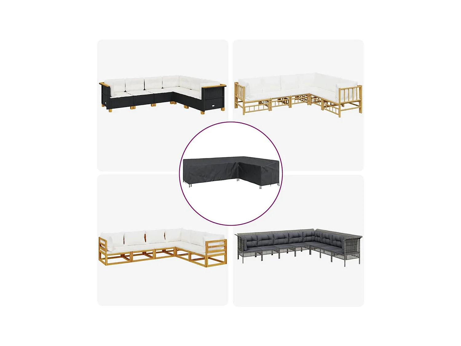 Housse de meubles d'extérieur Noir 286 x 222 x 80 cm Tissu 600D