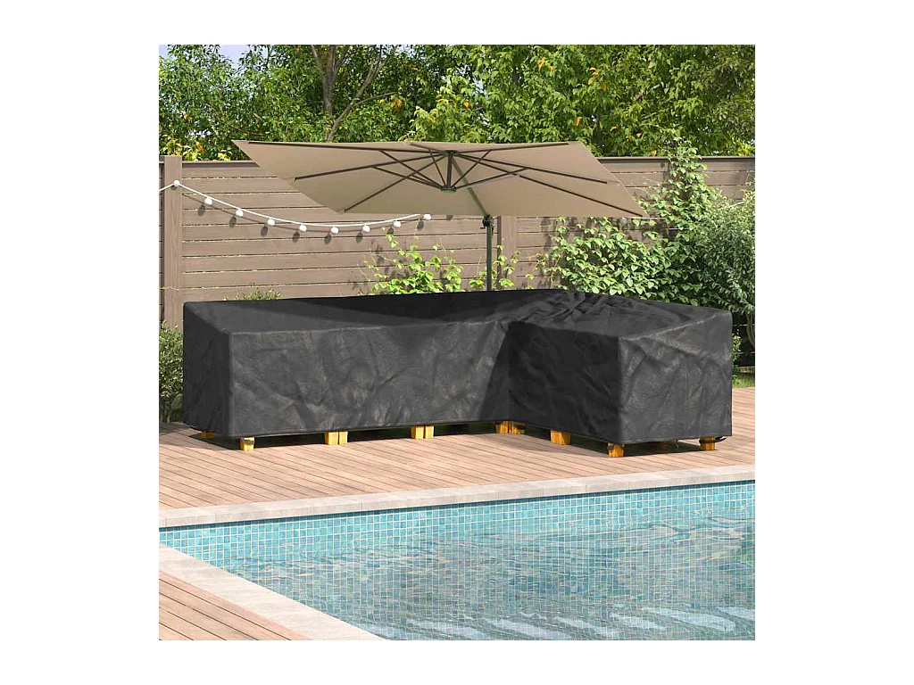 Schutzhülle für Gartenmöbel, Schwarz, 286 x 222 x 80 cm, 600D-Gewebe