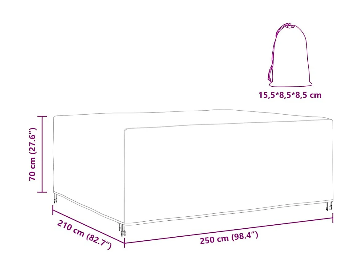 Tuinmeubelhoes Zwart 250 x 210 x 70 cm 420D