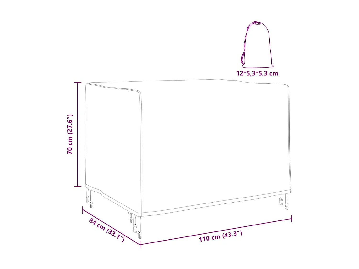 Housse pour mobilier d'extérieur 110 x 84 x 70 cm