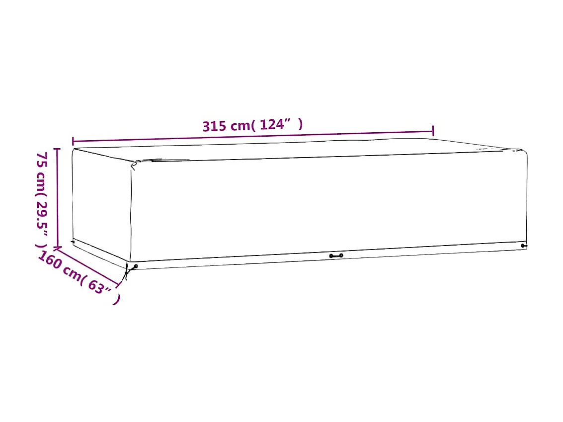 Funda para muebles de jardín 12 ojales 315x160x75cm rectangular