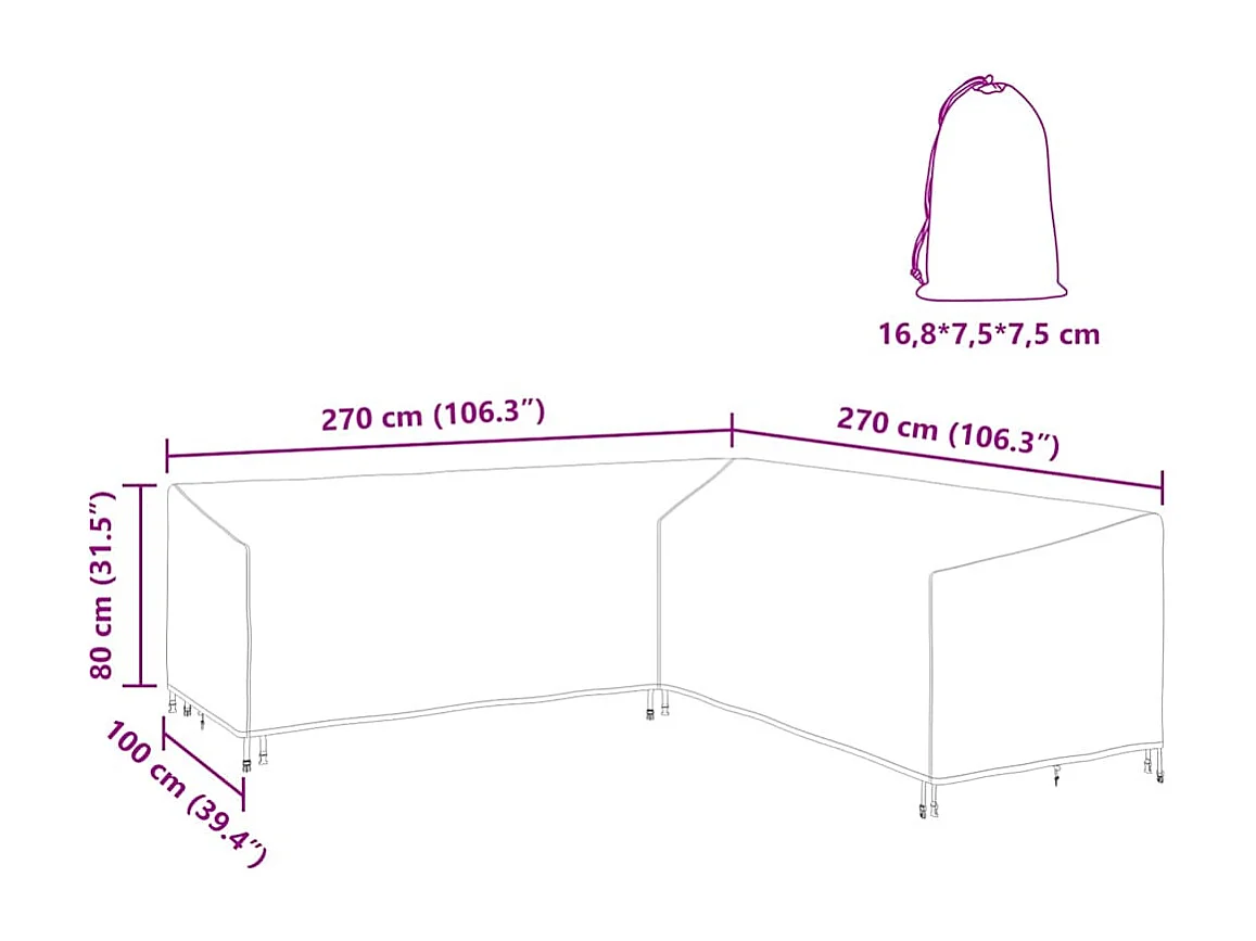 Buitenmeubelhoes 270 x 270 x 80 cm