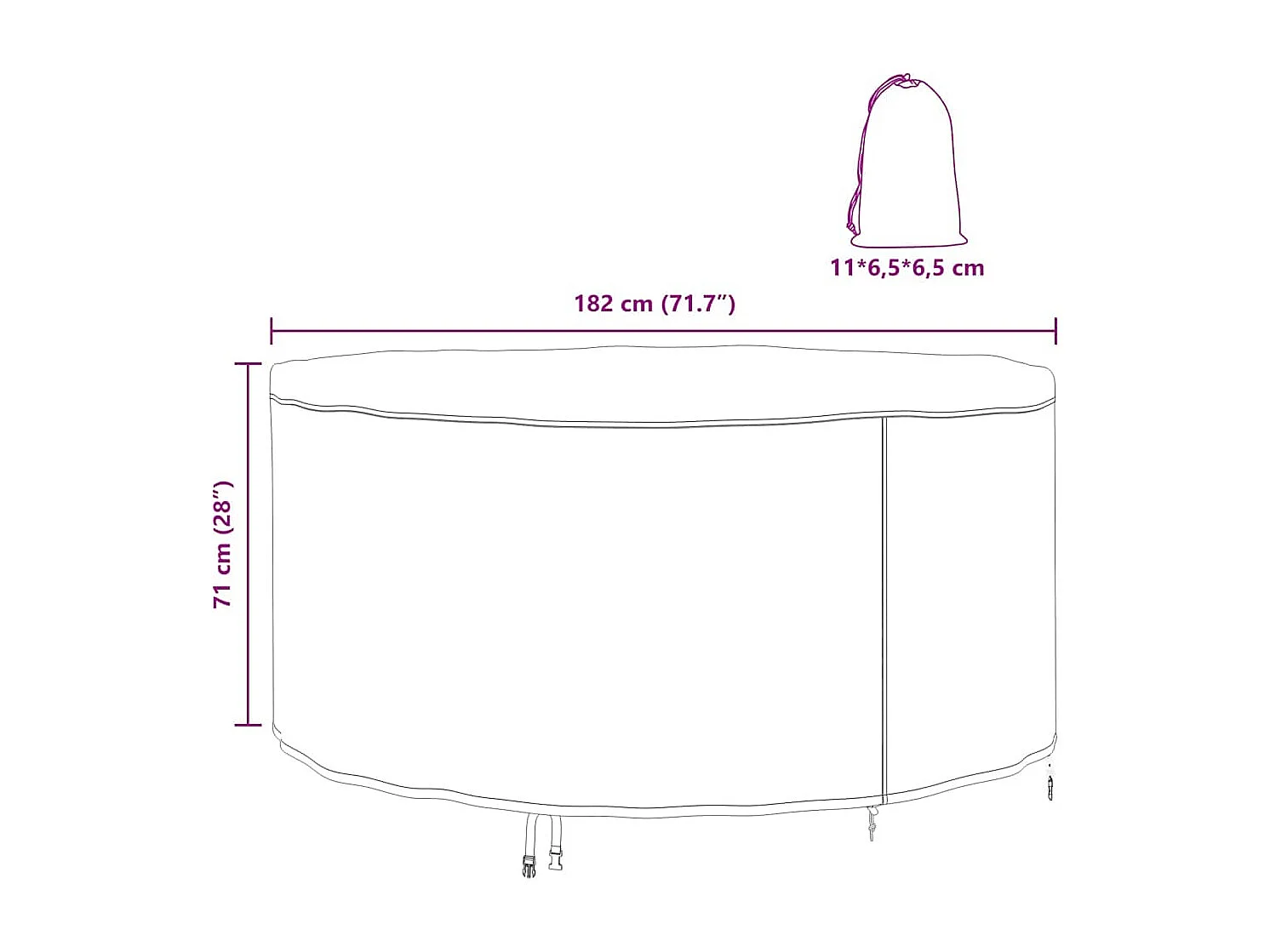 Funda para muebles de exterior 182 x 182 x 71 cm Tejido 420D