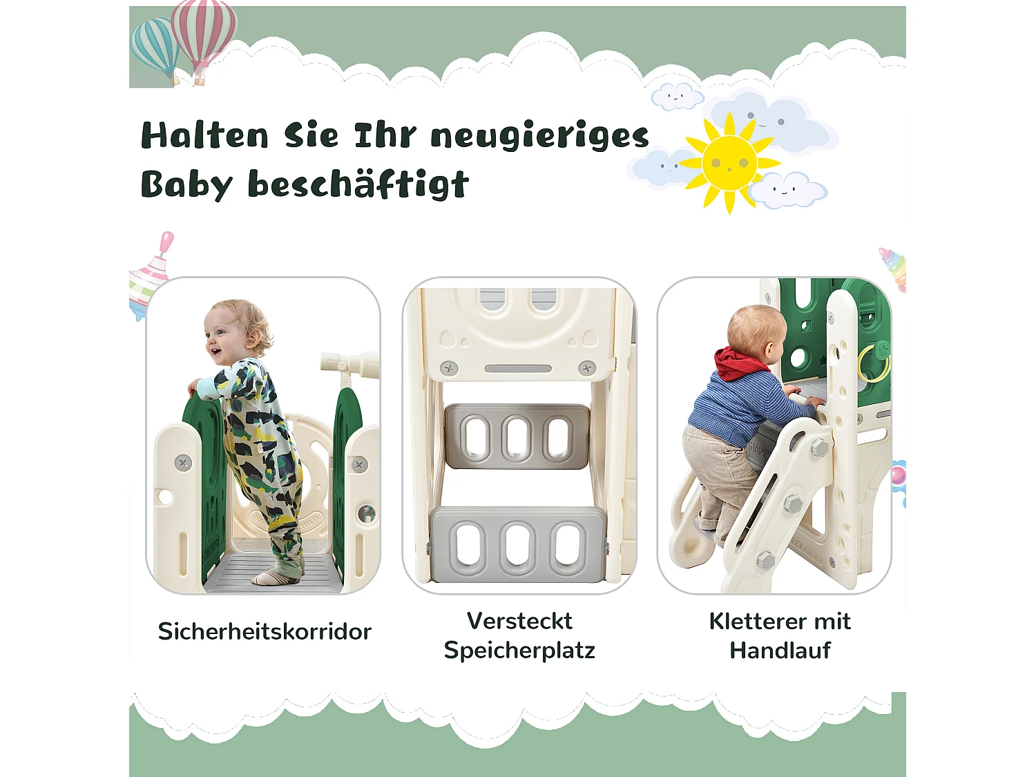 Toboggan 5 en 1 pour enfants avec balançoire, toboggan, escalier, panier de basket et rangement, HDPE, Gris antique (179x184x103 cm)