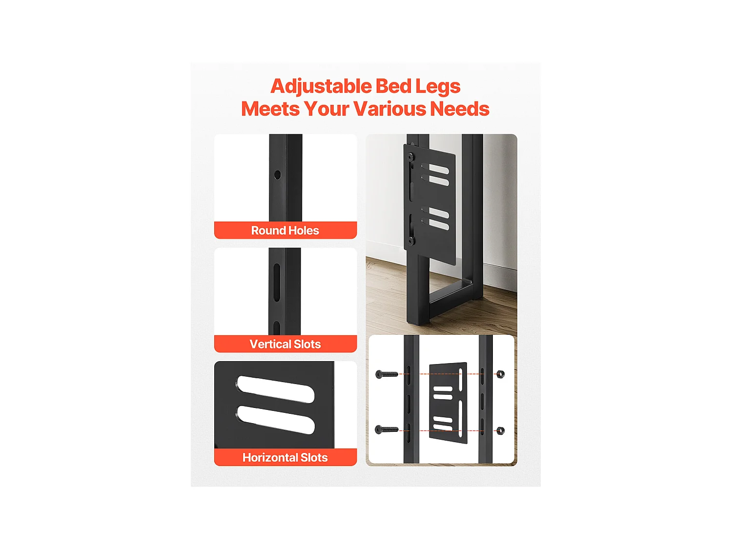 Głowa Łóżka SucceBuy do Łóżka King Size, Głowa Łóżka na Nogi Regulowalne Wysokościowo z Półką do Przechowywania, z Portem USB, do Różnych Ram Łóżkowych