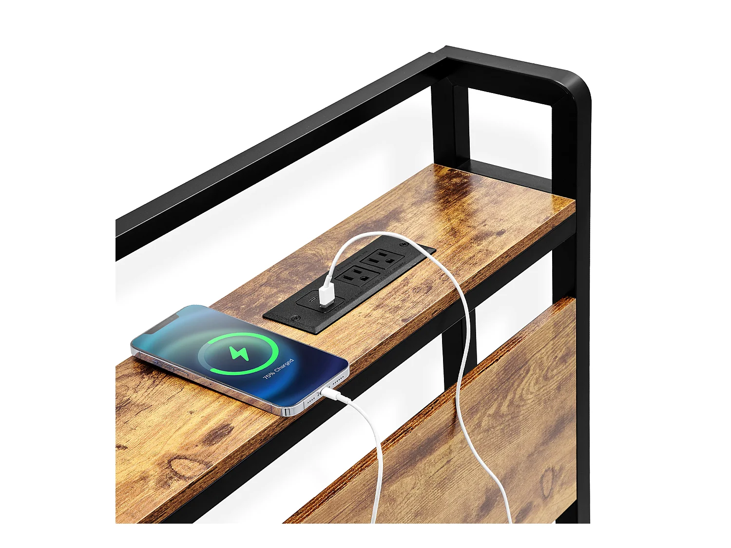 Tête de Lit SucceBuy pour Lit King Size, Tête de Lit sur Pied Réglable en Hauteur avec Étagère de Rangement, avec Port USB, pour Différents Cadres de Lit
