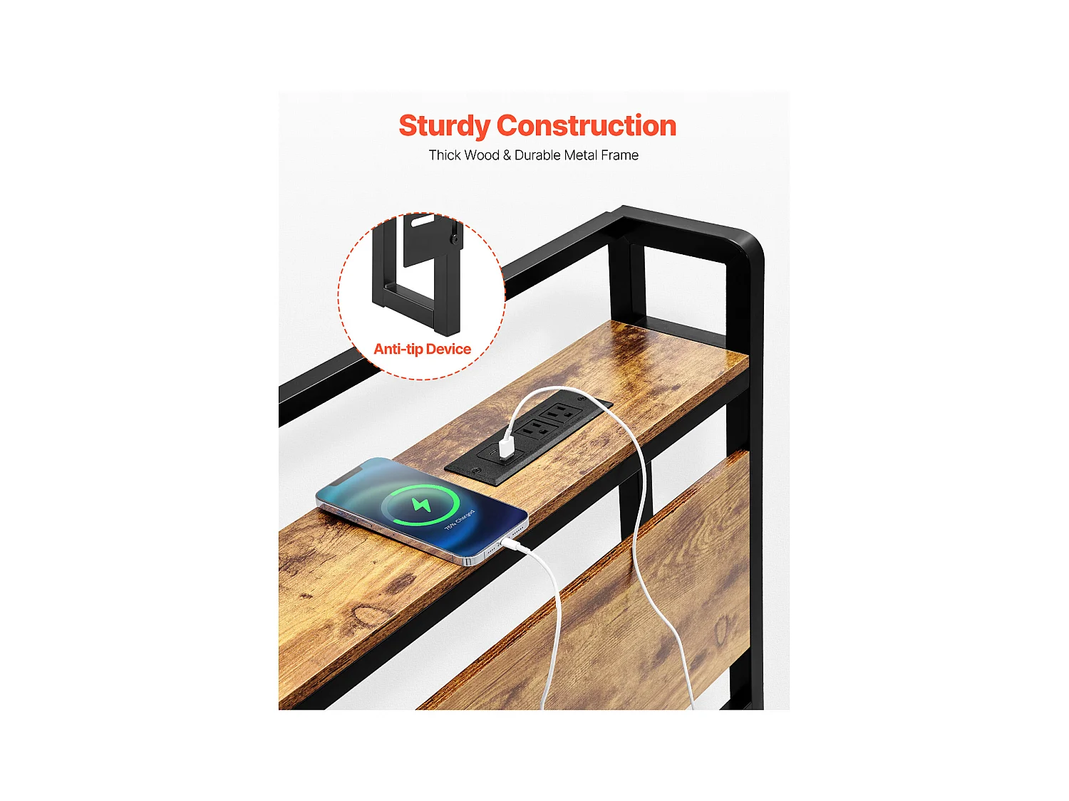 Głowa Łóżka SucceBuy do Łóżka King Size, Głowa Łóżka na Nogi Regulowalne Wysokościowo z Półką do Przechowywania, z Portem USB, do Różnych Ram Łóżkowych