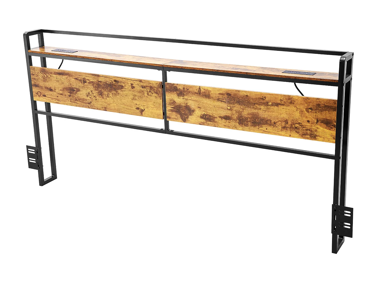 Tête de Lit SucceBuy pour Lit King Size, Tête de Lit sur Pied Réglable en Hauteur avec Étagère de Rangement, avec Port USB, pour Différents Cadres de Lit