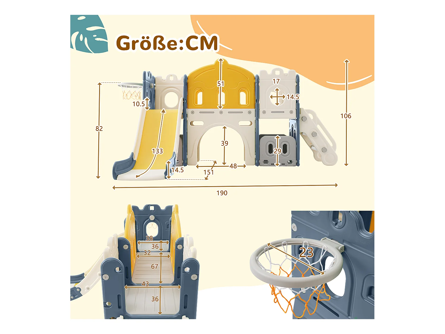 Autobús infantil 4 en 1 con escalera y aro de baloncesto, HDPE, verde (171 x 109,9 x 100 cm)