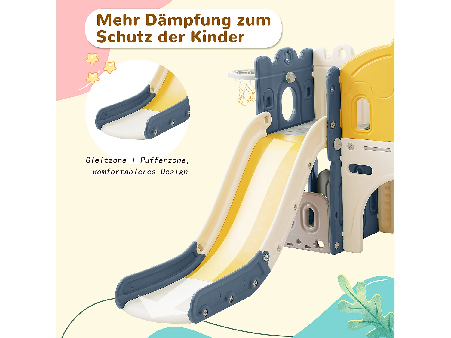 Rutsche pour enfants 4-en-1 avec bus, échelle, panier de basketball, HDPE, vert (171x109.9x100 cm)