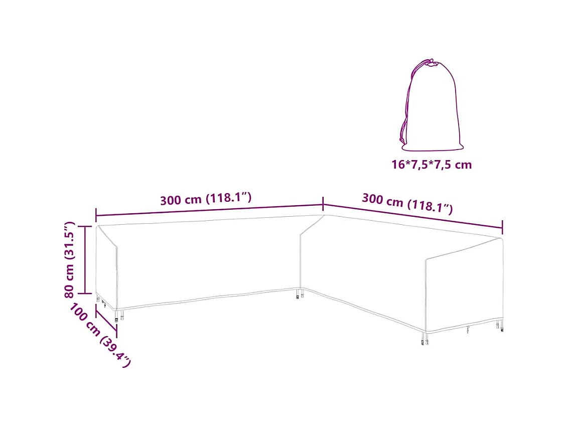 Buitenmeubelhoes 300 x 300 x 80 cm