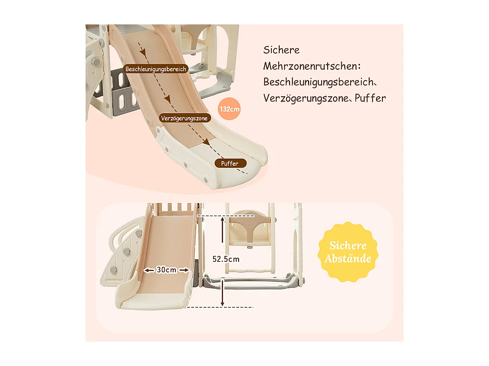 Parque infantil multifuncional 5 en 1 con tobogán, columpio, escalera, anillas, telescopio y caja de almacenamiento - Madera HDPE (157 x 145 x 121 cm)