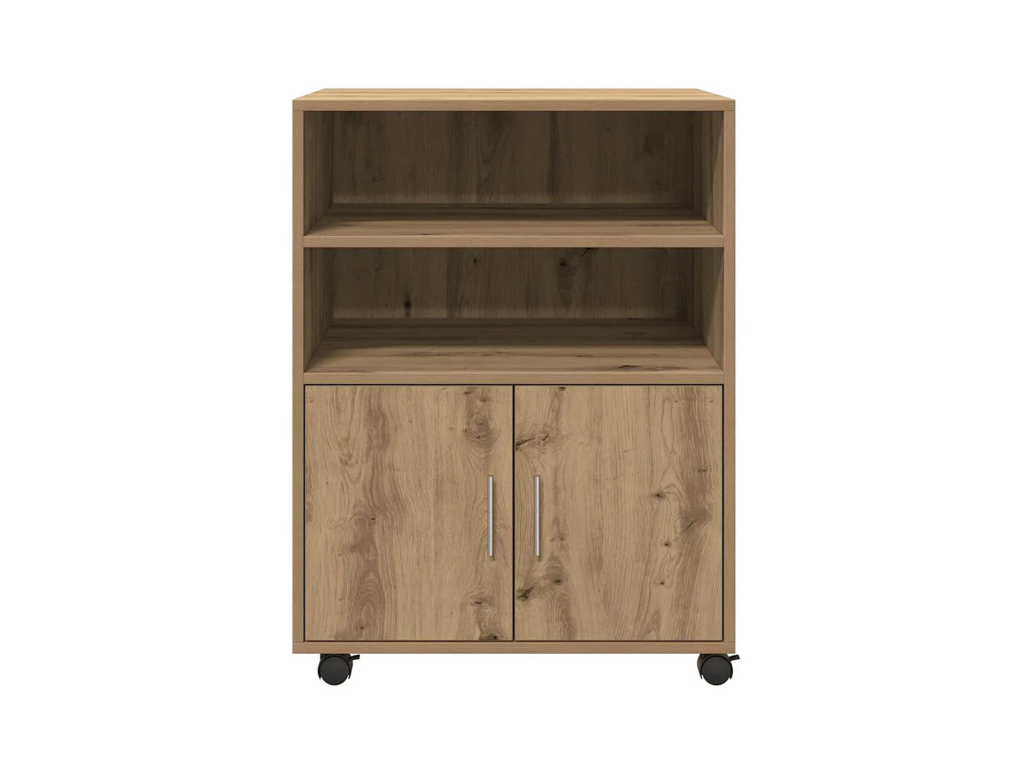 Mobiletto con ruote in rovere fatto a mano 60x48x81 cm in legno ingegnerizzato