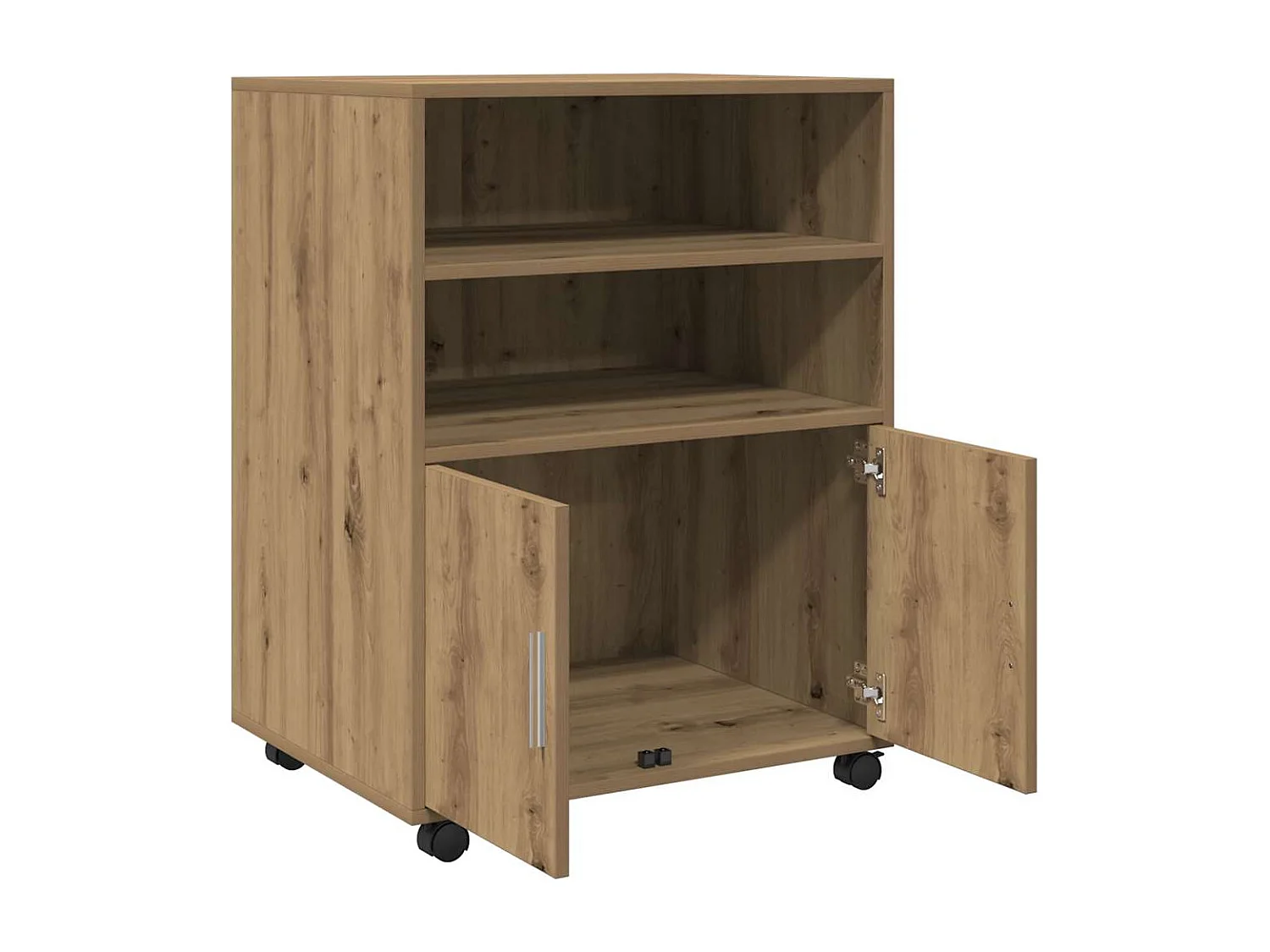 Mobiletto con ruote in rovere fatto a mano 60x48x81 cm in legno ingegnerizzato