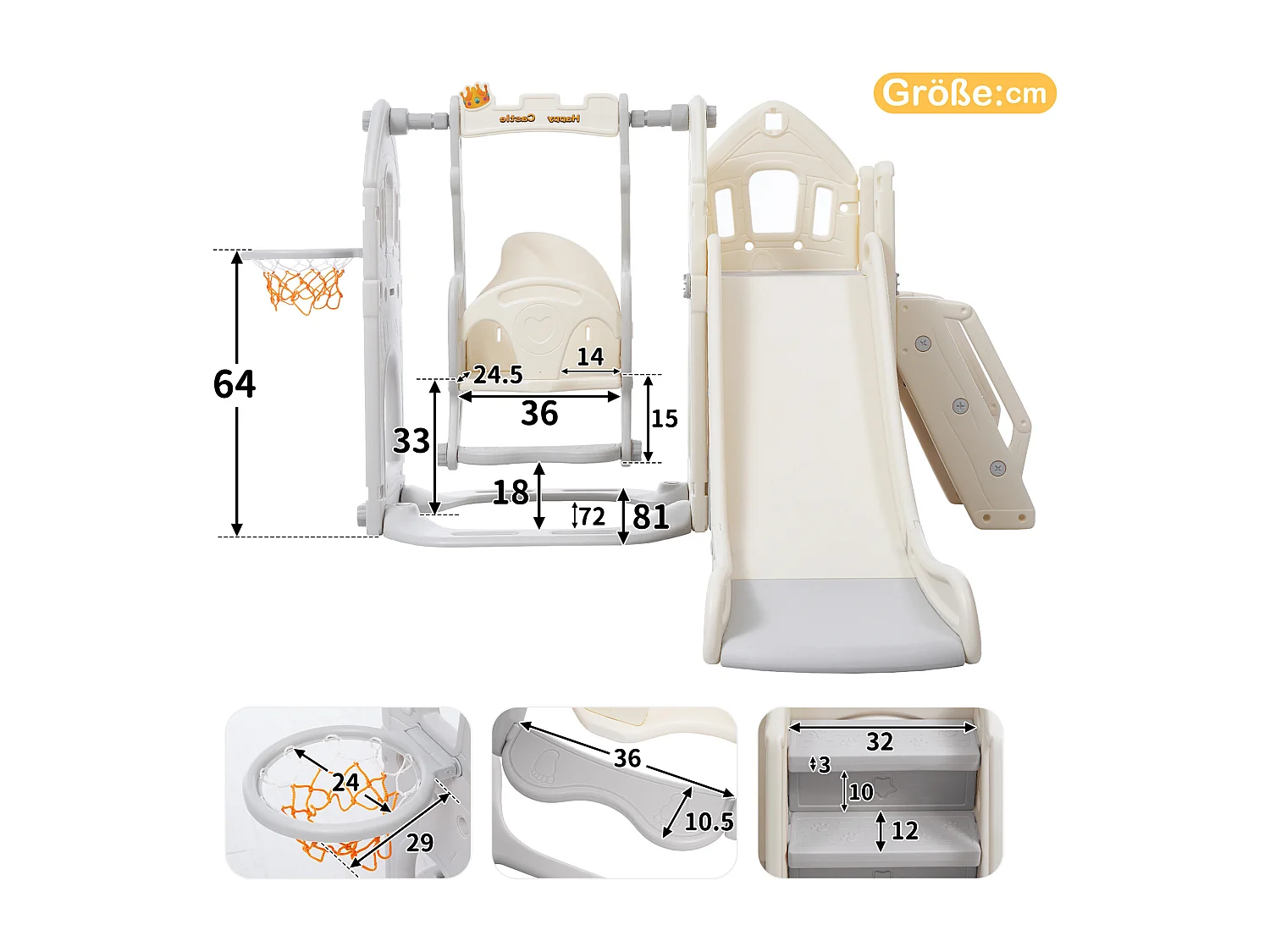 Set de toboggan pour enfants 5 en 1, avec balançoire, toboggan, escalier, panier de basket et rangement, pour intérieur