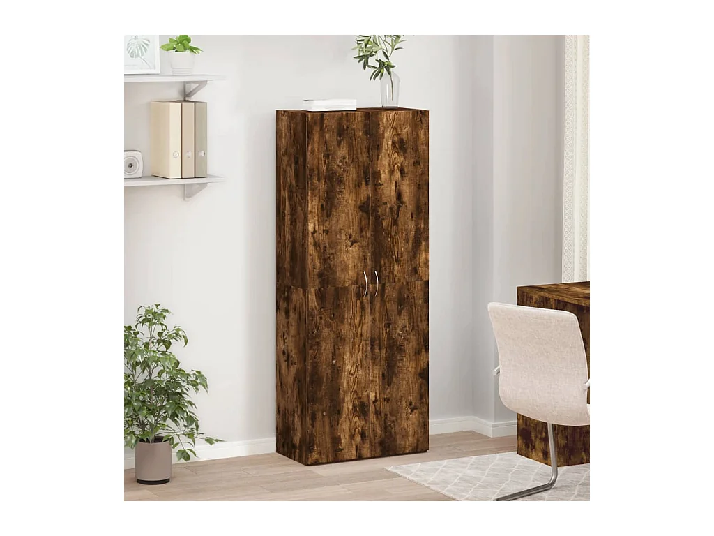 Mobiletto portadocumenti in rovere affumicato 60x32x153 cm in legno ingegnerizzato