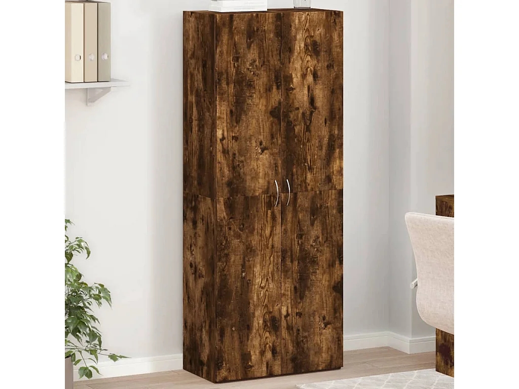 Mobiletto portadocumenti in rovere affumicato 60x32x153 cm in legno ingegnerizzato