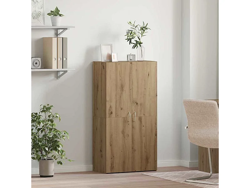 Kantoorkast met plank, handgemaakt eikenhout, 60 x 32 x 115 cm