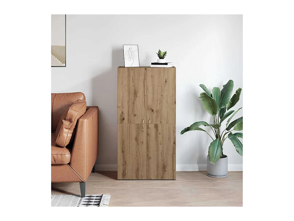 Cabinet de Bureau avec étagère chêne artisanal 60 x 32 x 115 cm