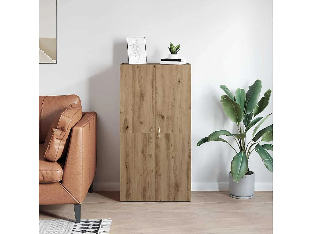 Cabinet de Bureau avec étagère chêne artisanal 60 x 32 x 115 cm