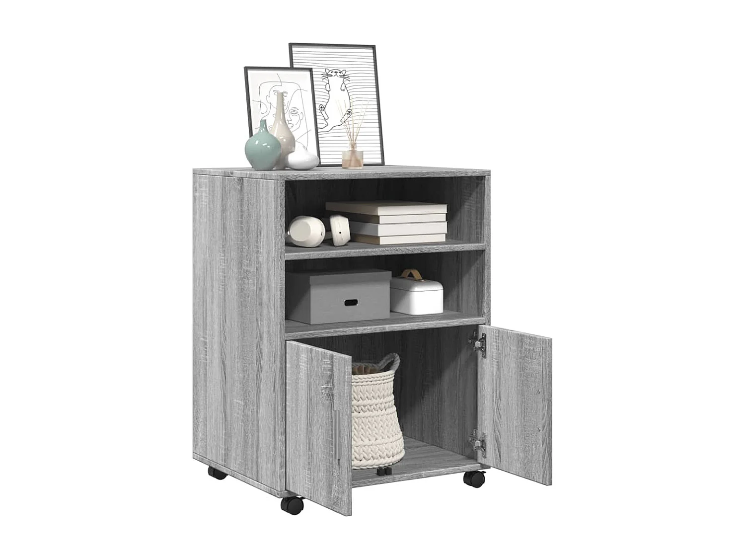 Armario rodante Sonoma gris 60x48x81 cm Madera de ingeniería