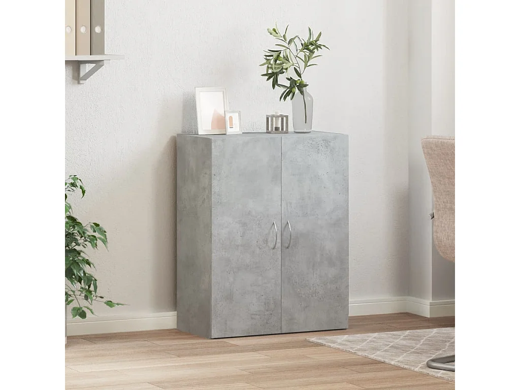 Betongrijze bewerkte houten archiefkast