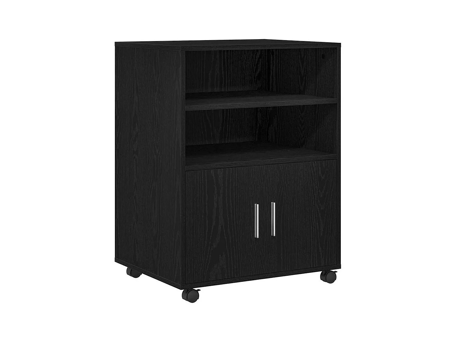 Cabinet à Roulettes avec étagère Chêne noir 60 x 48 x 81 cm