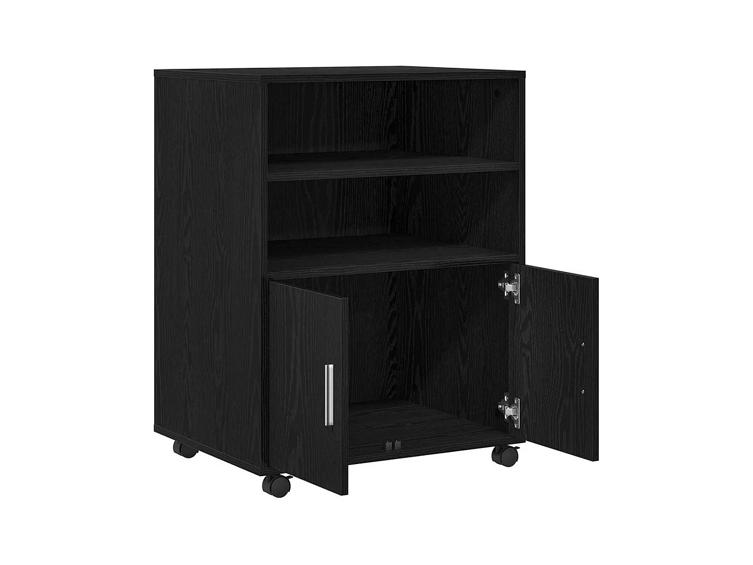 Cabinet à Roulettes avec étagère Chêne noir 60 x 48 x 81 cm