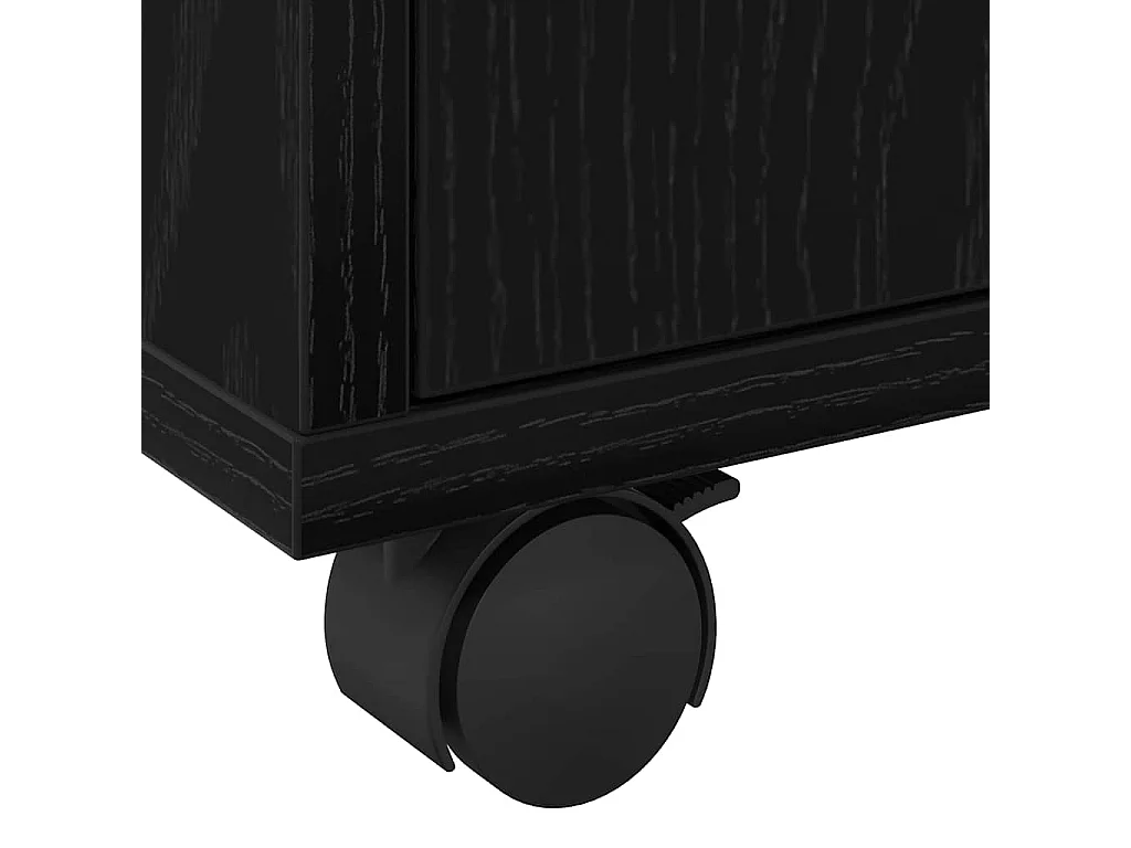 Cabinet à Roulettes avec étagère Chêne noir 60 x 48 x 81 cm