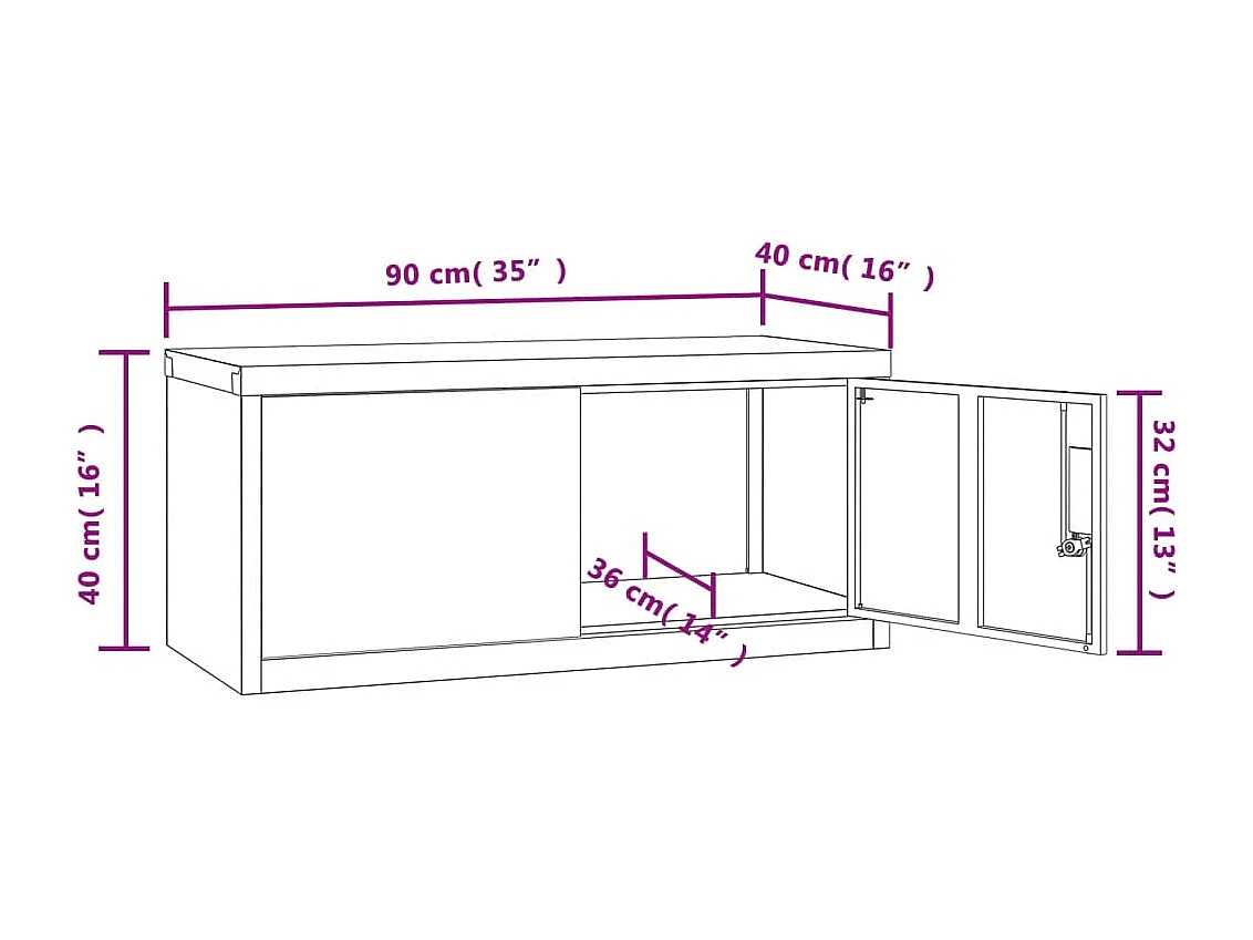 Archivador antracita 90x40x40 cm acero