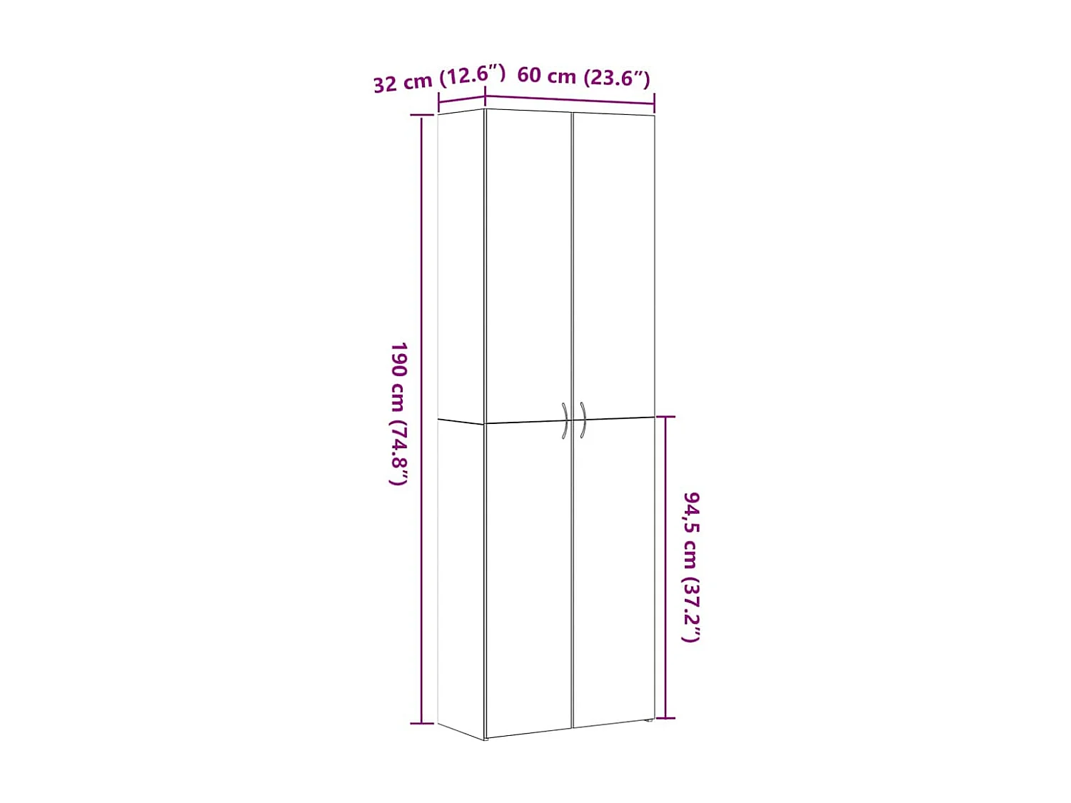 Cabinet de Bureau avec étagère 2 pcs Chêne noir 60 x 32 x 190