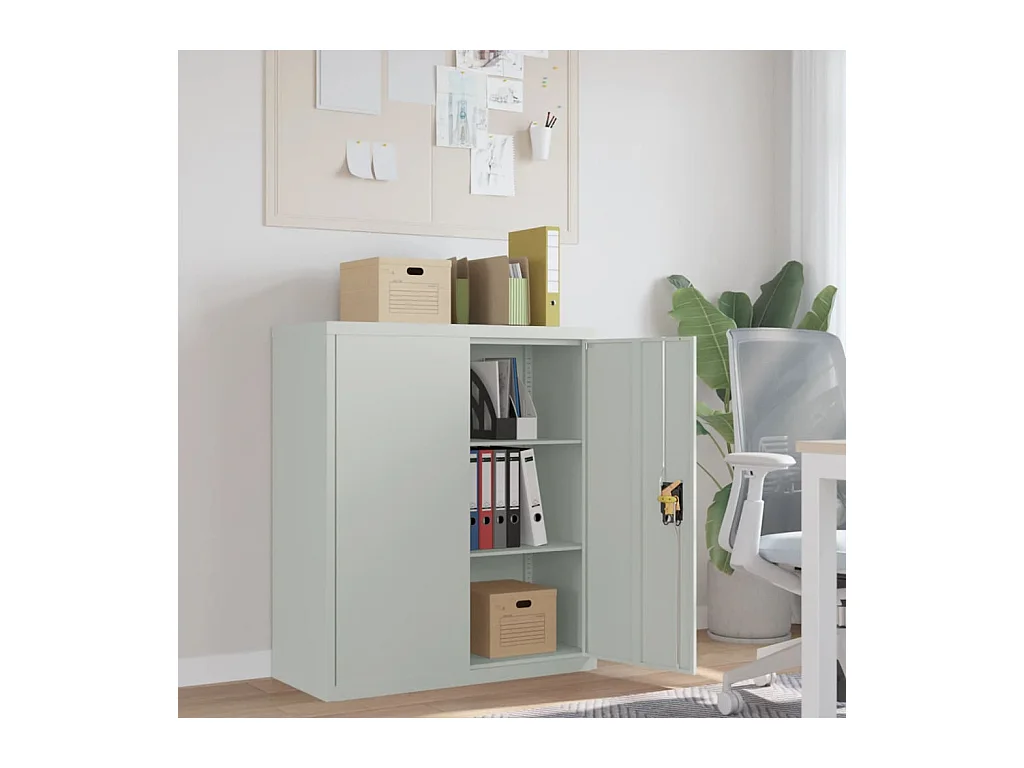 Lichtgrijze archiefkast 90x40x105 cm staal