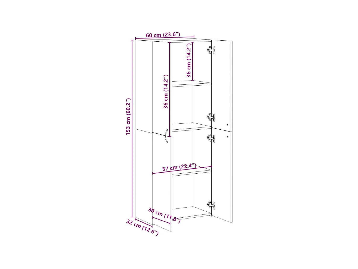 Armoire de classement sonoma gris 60x32x153cm bois d'ingénierie
