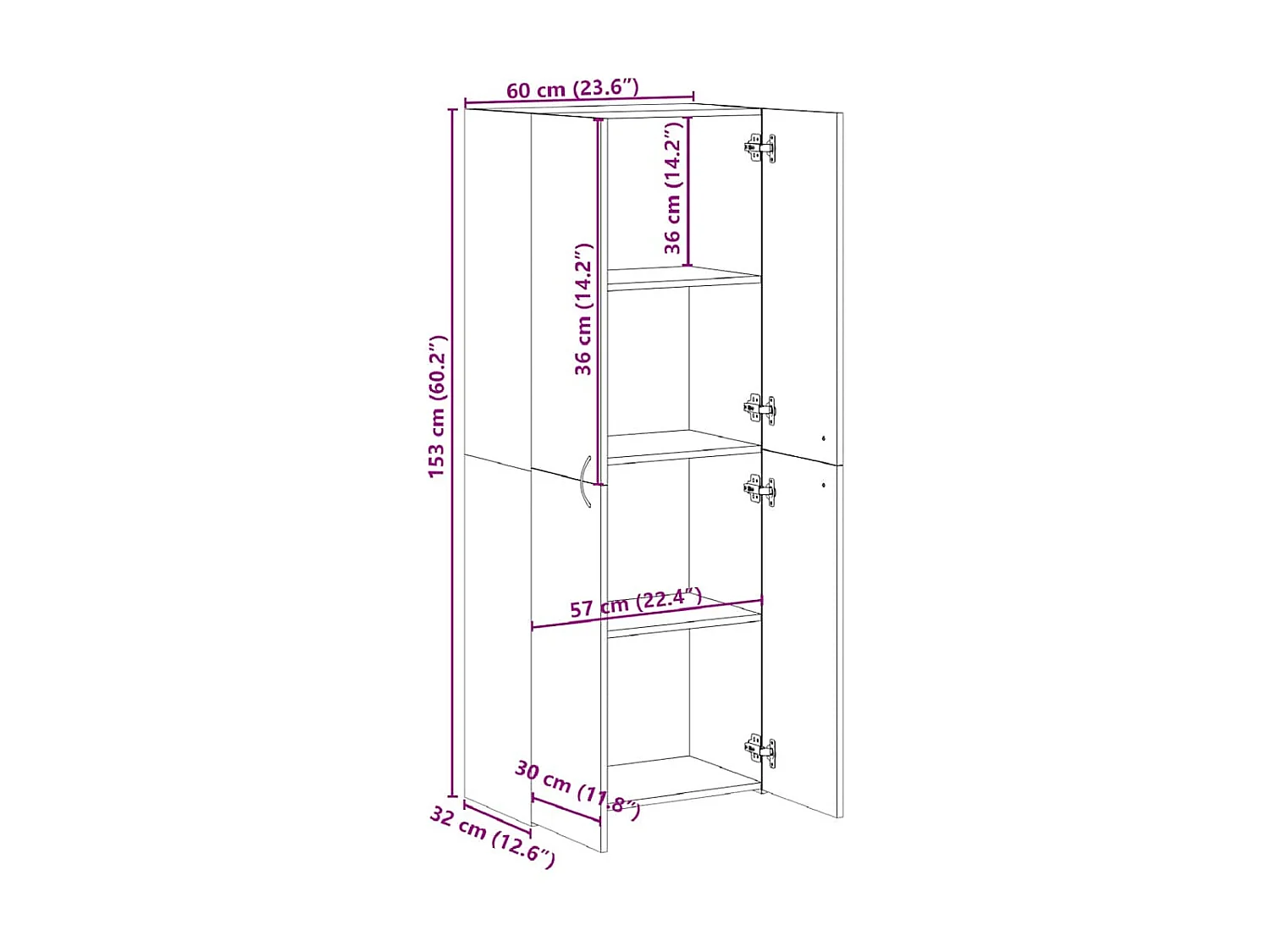 Armoire de classement sonoma gris 60x32x153cm bois d'ingénierie