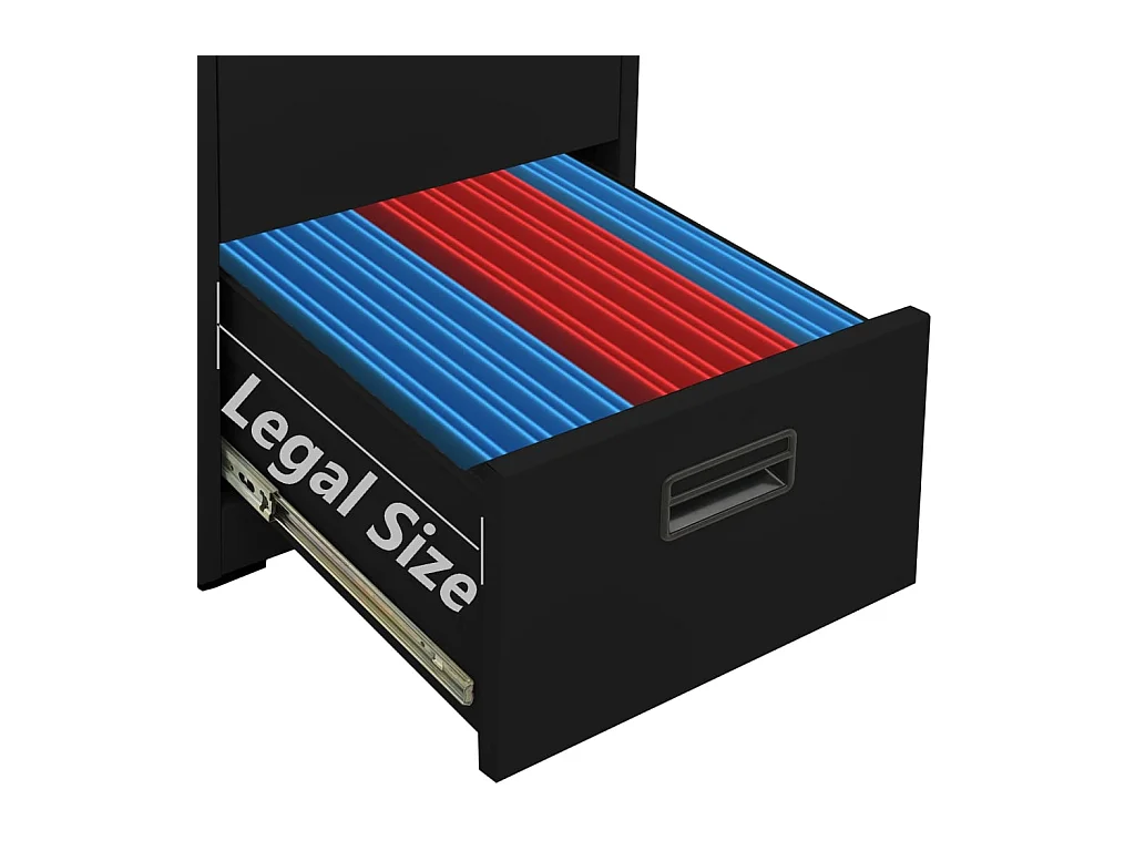 Schwarzer Aktenschrank 46 x 62 x 72,5 cm Stahl