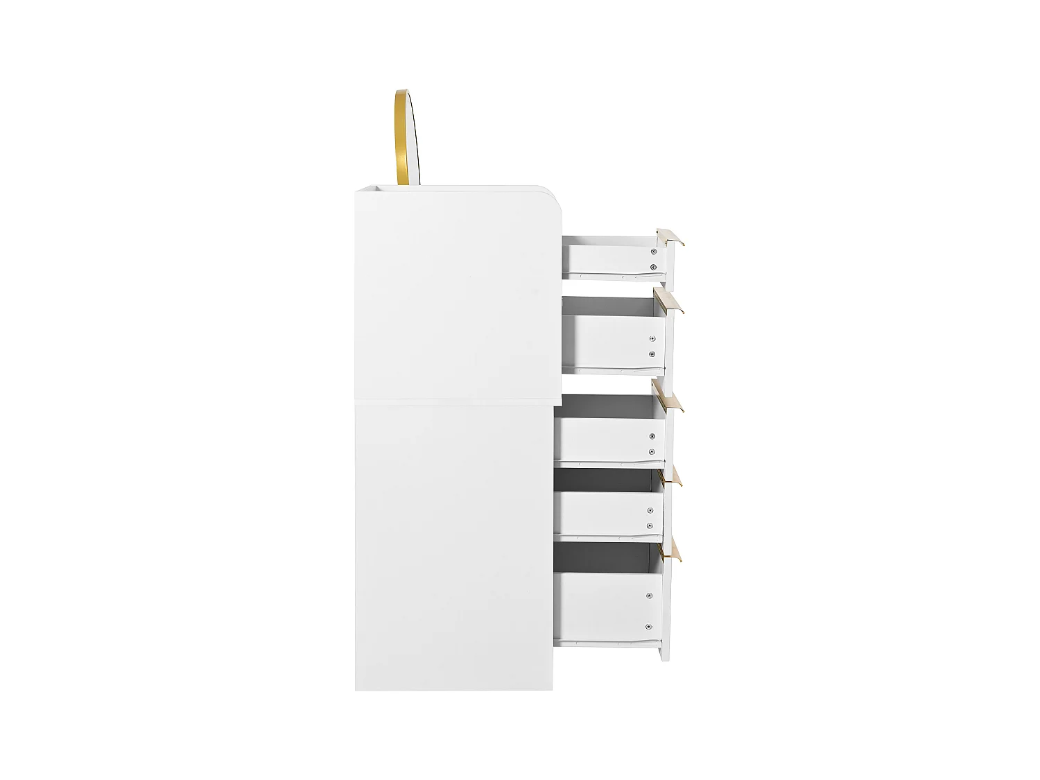 Coiffeuse avec plateau extensible - 100 x 41.5 x 102 cm - avec 6 tiroirs + miroir Leds - aggloméré - blanc