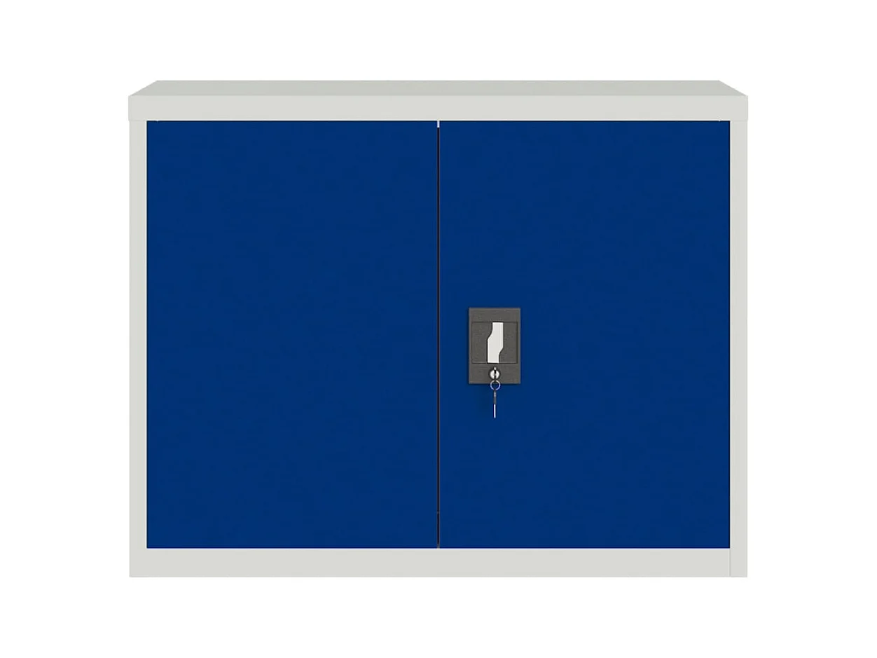 Lichtgrijze en blauwe archiefkast 90x40x70 cm staal