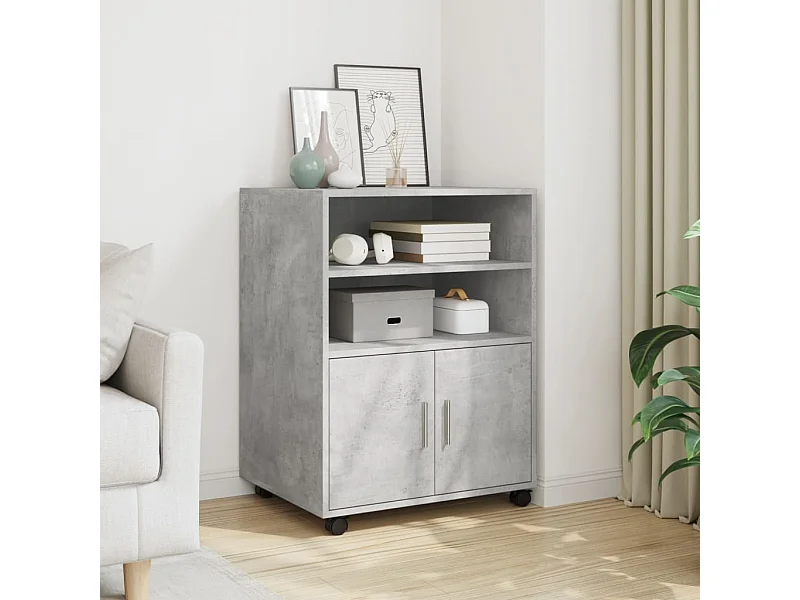 Mobiletto mobiletto grigio cemento 60x48x81 cm in legno ingegnerizzato