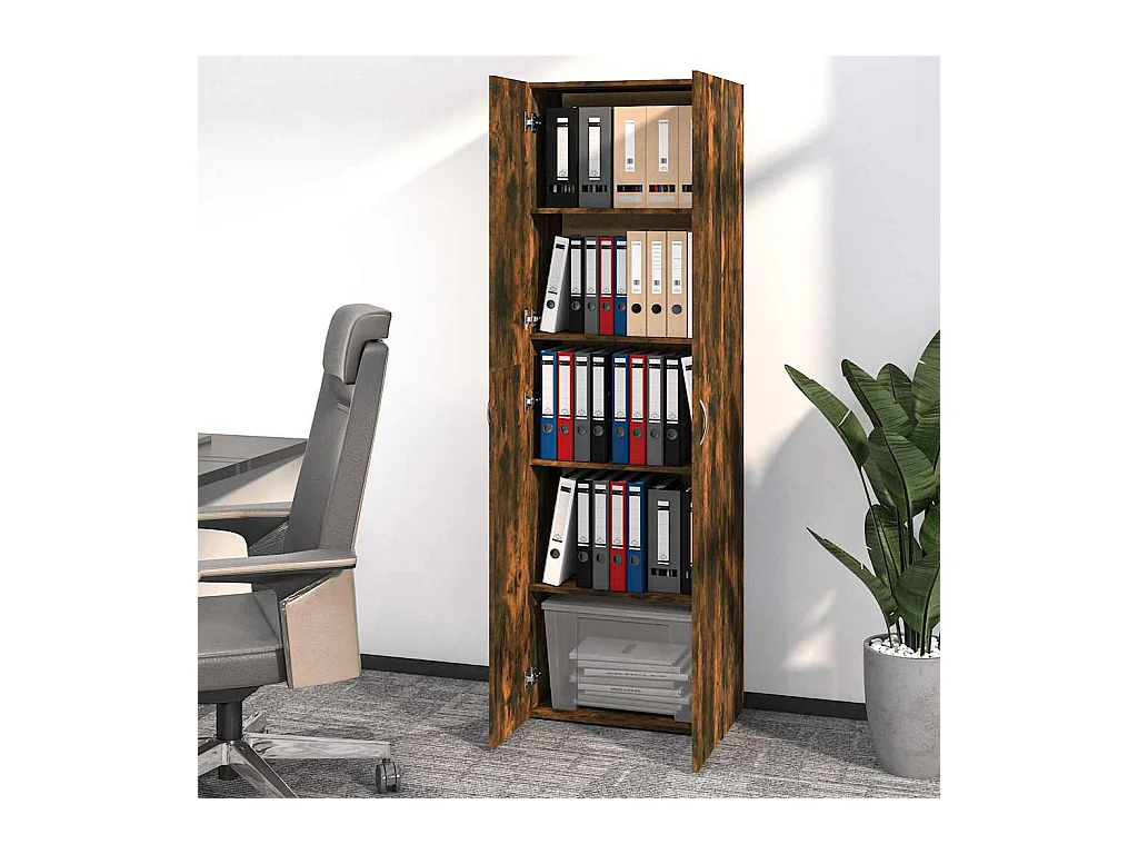 Armario de oficina Roble ahumado 60x32x190 cm Madera de ingeniería