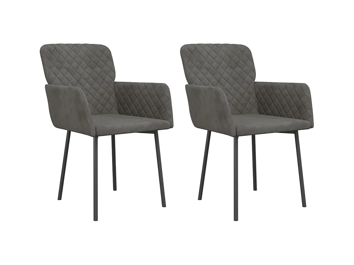 Eetkamerstoelen set van 2 Donkergrijs Fluweel
