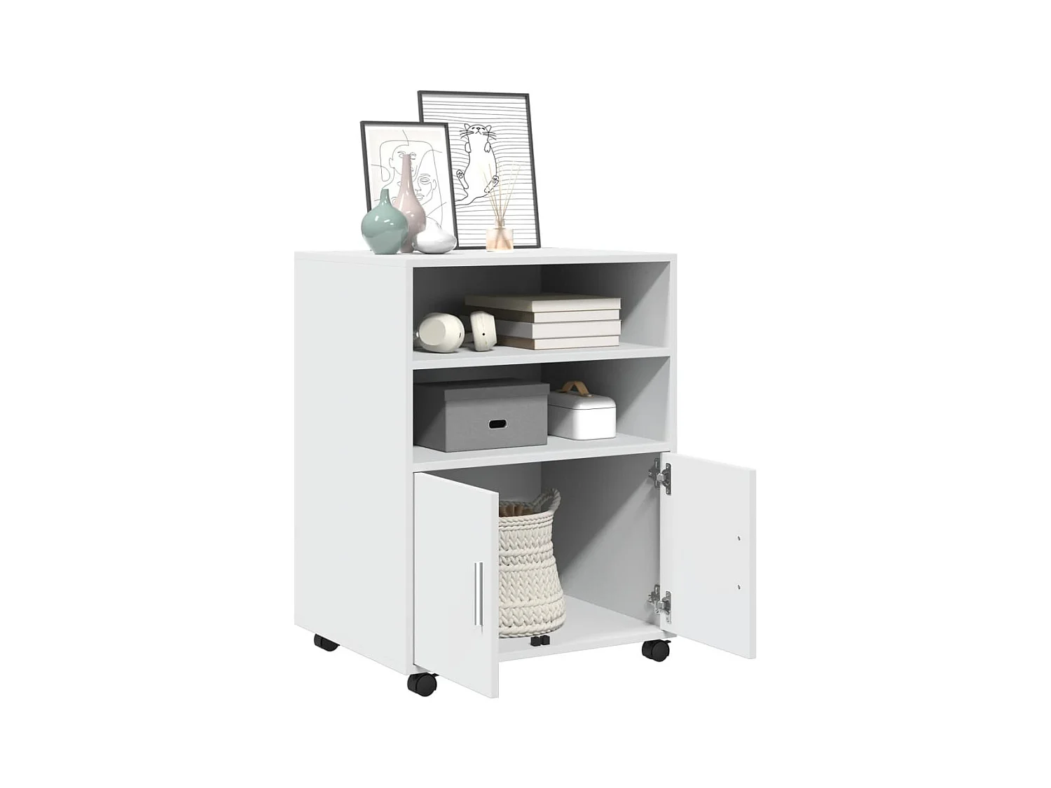 Armario rodante blanco 60x48x81 cm madera de ingeniería