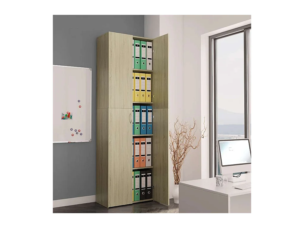 Armario de oficina roble Sonoma 60x32x190 cm Madera de ingeniería