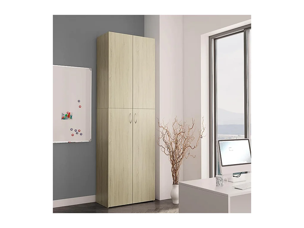 Armario de oficina roble Sonoma 60x32x190 cm Madera de ingeniería