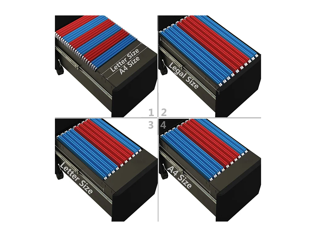 Classeur mobile Noir 30x45x59 cm Acier