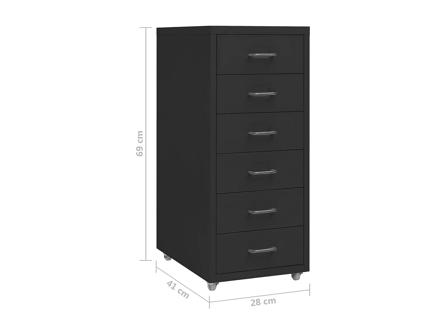 Archivador Móvil Negro 28x41x69 cm Metal