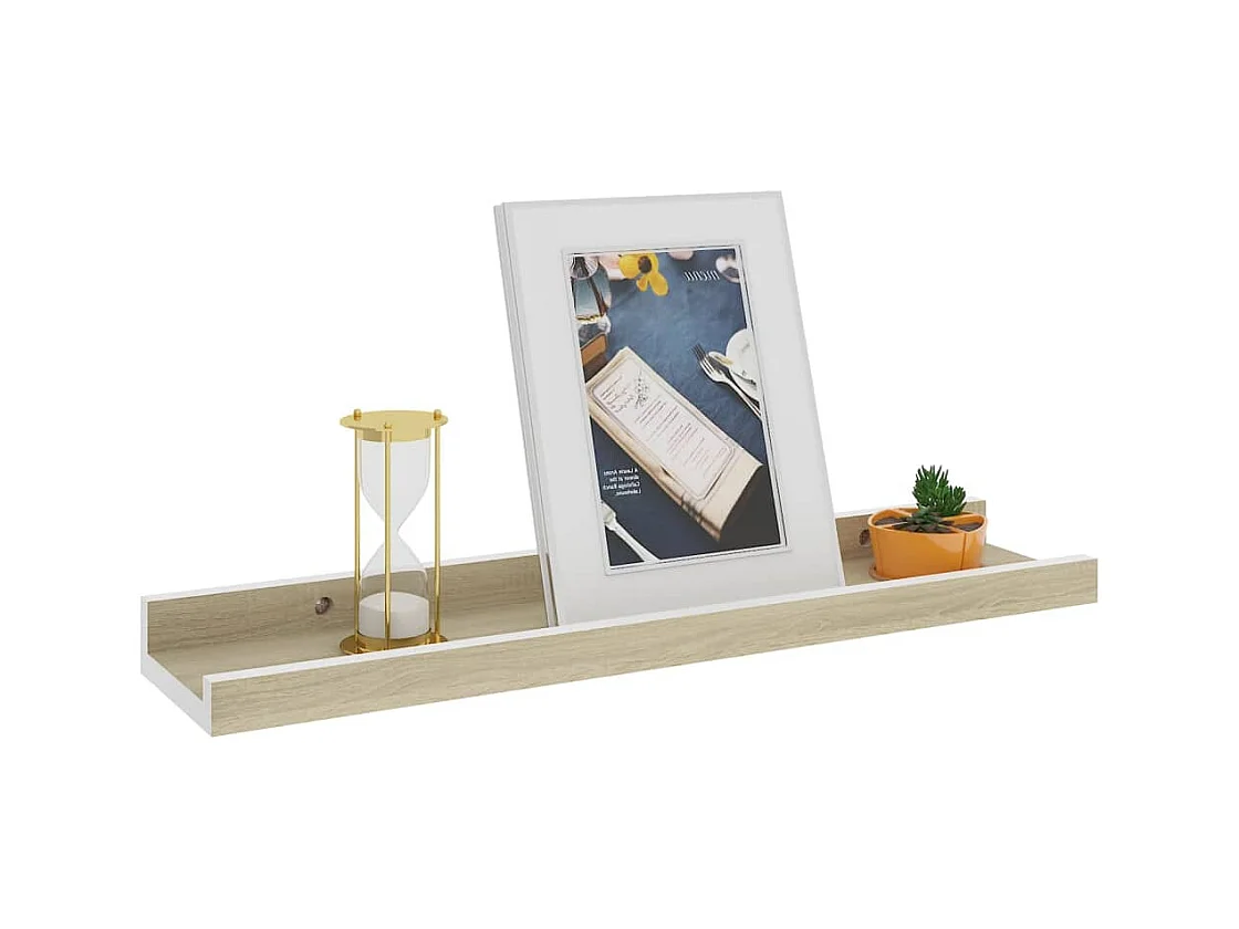 Mensole da parete 4 pezzi bianco e rovere sonoma 40x9x3 cm