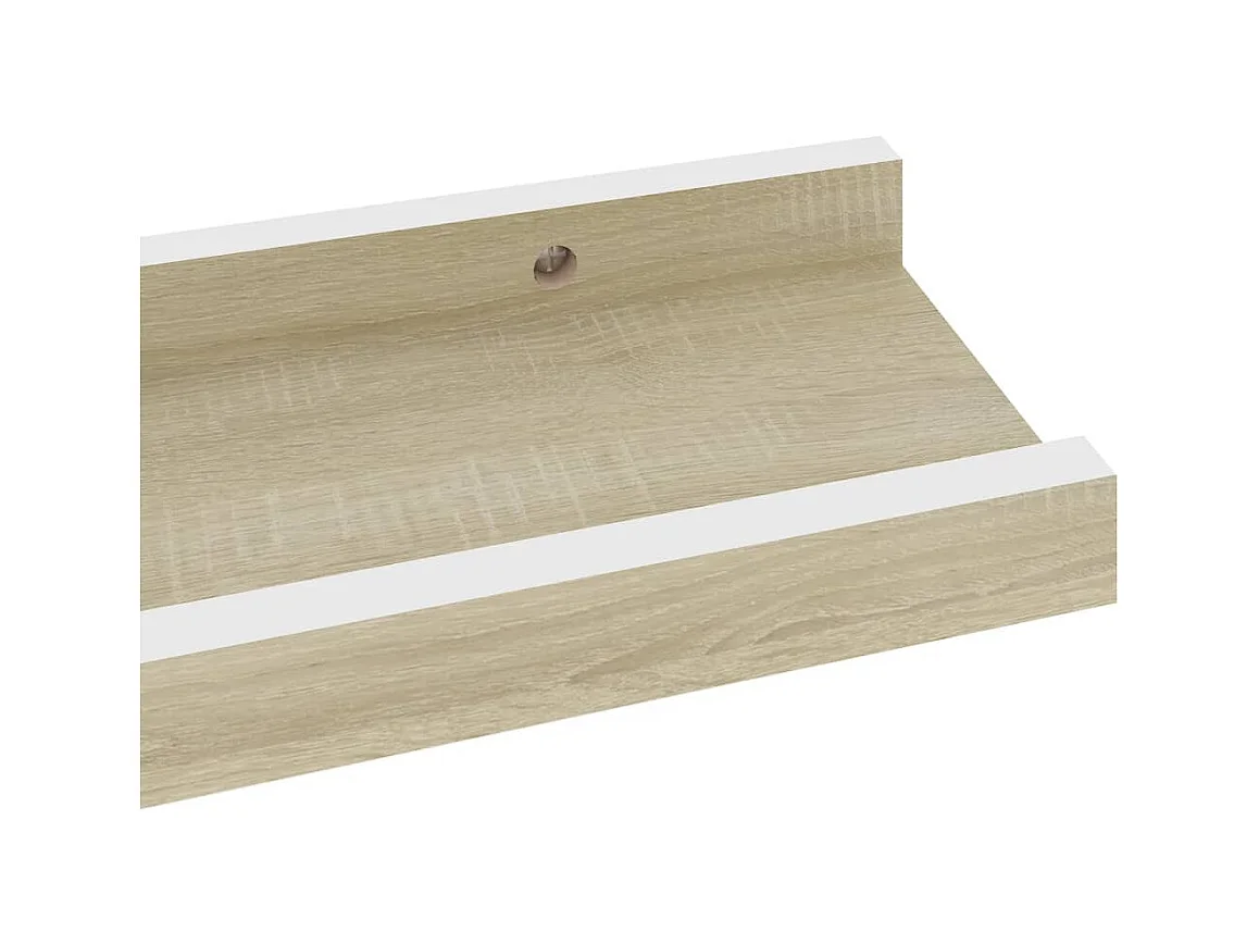 Mensole da parete 4 pezzi bianco e rovere sonoma 40x9x3 cm