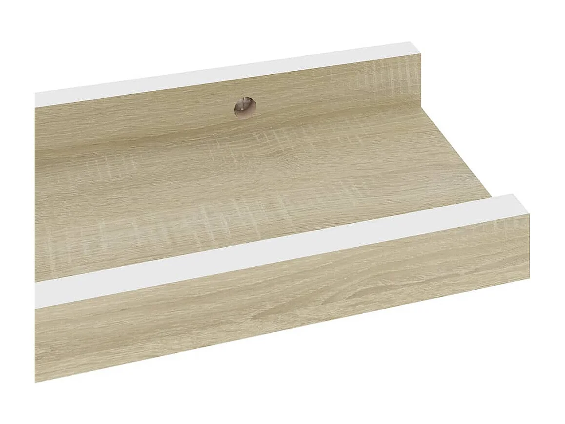 Estantes de pared 4 piezas blanco y roble sonoma 40x9x3 cm