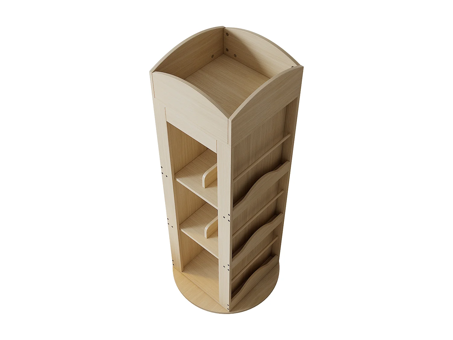 Bibliothèque rotative - 63 x 63 x 142 cm - étagère de rangement pour enfants et adultes - MDF - naturel