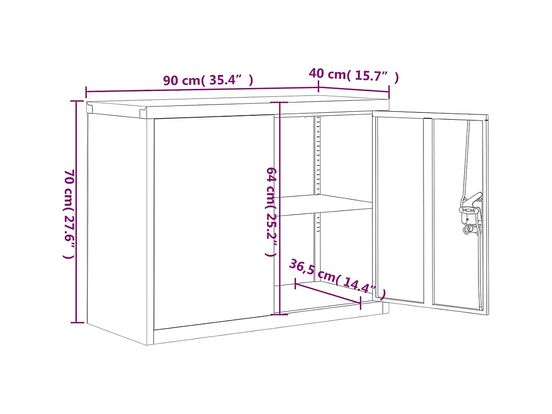 Classeur blanc 90x40x70 cm acier